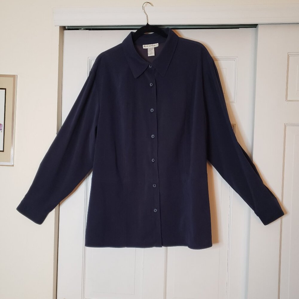 Women's Button Down Shirt/Jacket - Navy Blue, Size 20W